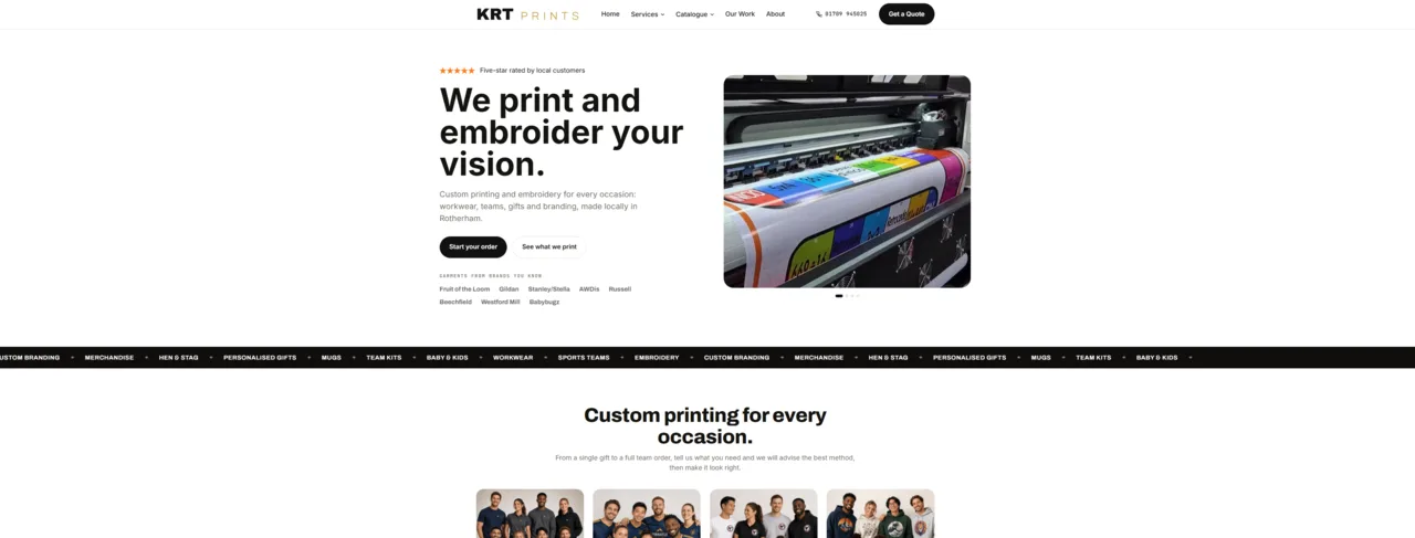 Preview of the KRT Prints website, in build