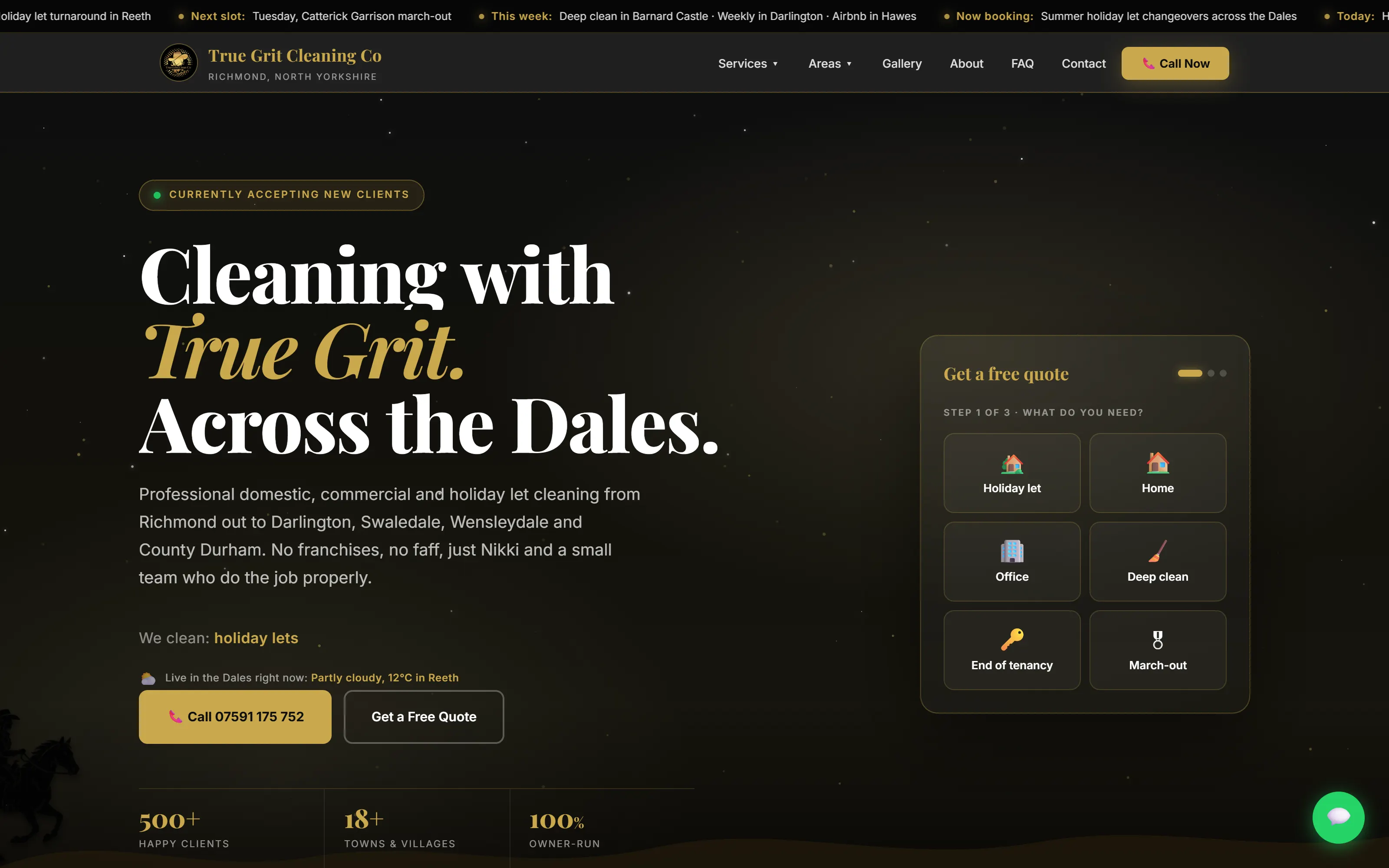 True Grit Cleaning Co website hero